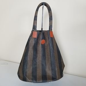 Vintage Fendi Pequin Striped Hand Tote Bag